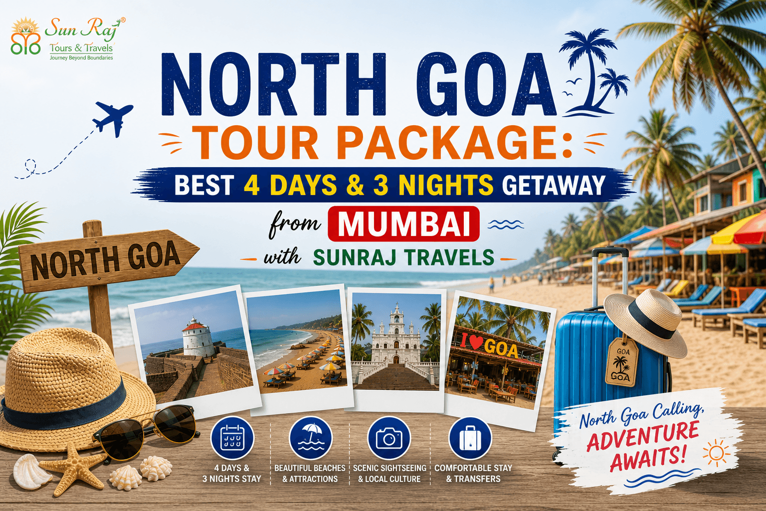 North Goa Tour Package: Best 4 Days & 3 Nights Getaway from Mumbai with SunRaj Travels